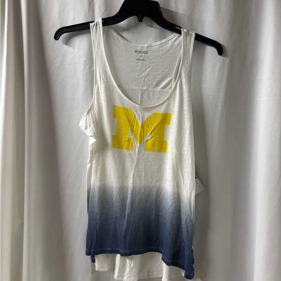 Columbia Michigan Wolverines Women's L White and Blue Gradient Tank Top NWT - Picture 1 of 5